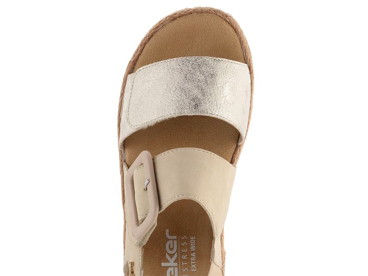 Rieker sandále na kline beige-gold/perle 69260-60