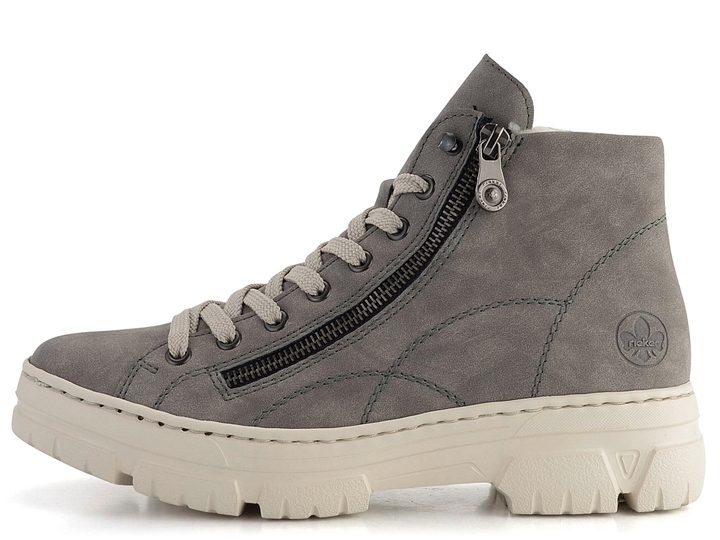 Rieker šněrovací kotník s kontrastní podešví šedý Z7410-40