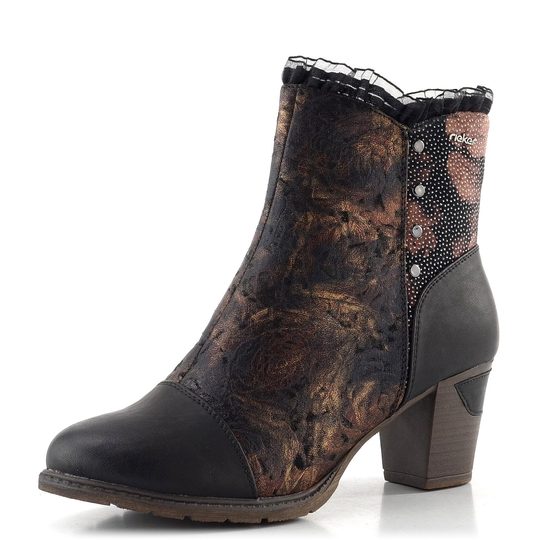 Rieker kotník na podpatku schwarz/antique-spark/schwarz-antik 96064-90