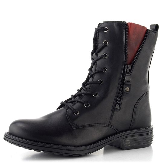 Creator šněrovací kotník se zipem Siviglia Black+Red IB 18268