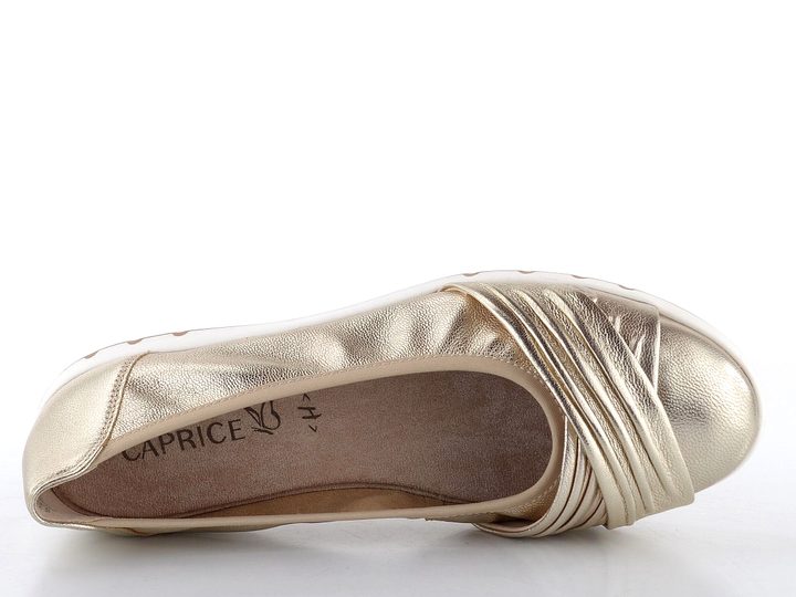 Caprice širší metalické baleríny Platin 9-22118-44