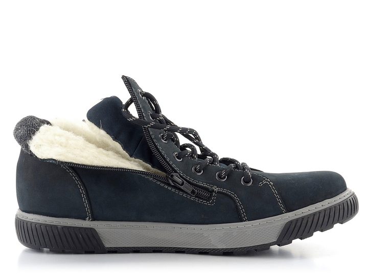 Rieker modrá členková obuv s membránou a postranným zipsom 38920-14