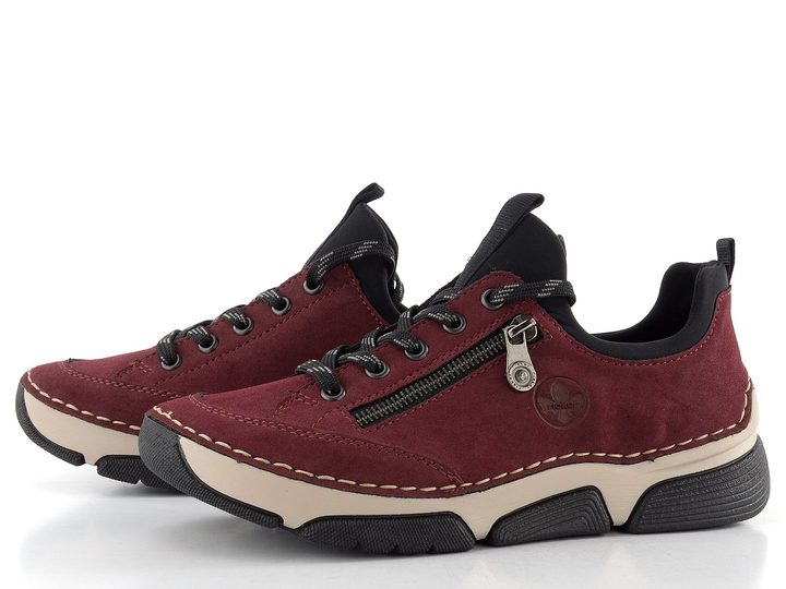 Rieker šněrovací polobotky s pružným lemem červené 45973-36