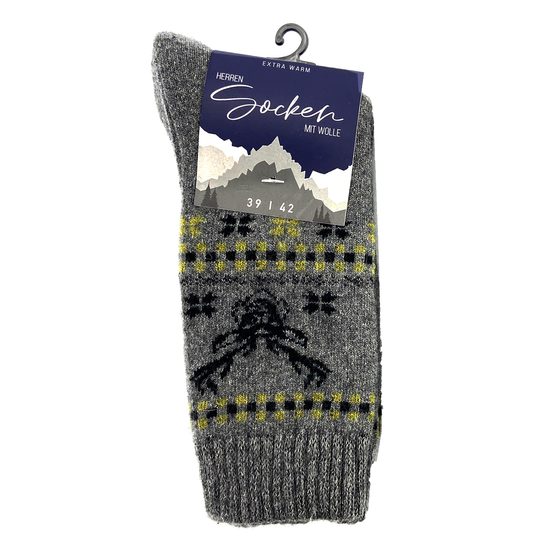 Pánské zimní ponožky s vlnou 2 páry šedé/černé 21456