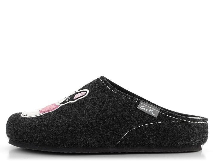 Ara domácí pantofle s plnou špičkou a obrázkem Cosy Anthrazit 15-29940-05