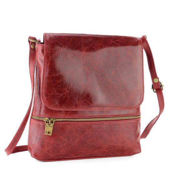 Kabelka kožená crossbody červená 6-464