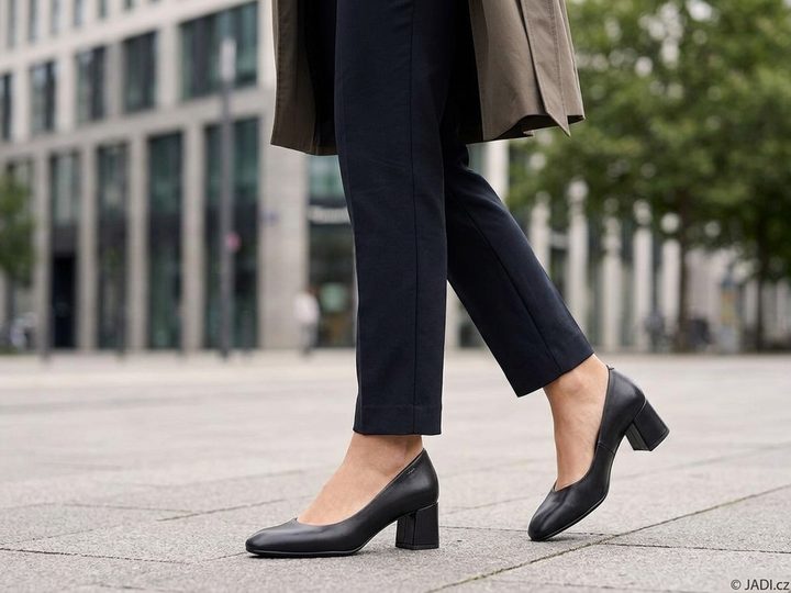 Tamaris lodičky se širokým podpatkem black leather 1-22437-47