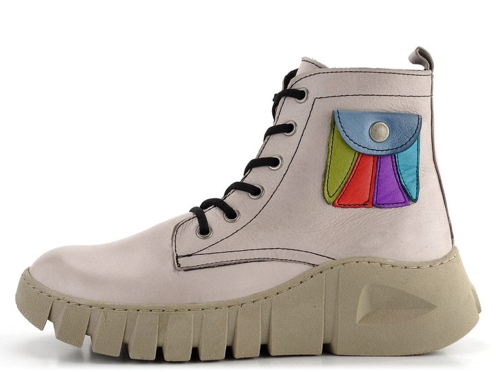 Karyoka dámský šněrovací kotník s kapsičkou béžový 3304-483