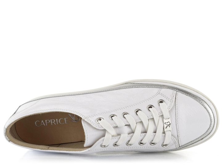 Caprice bílé kožené polobotky 9-23654-20