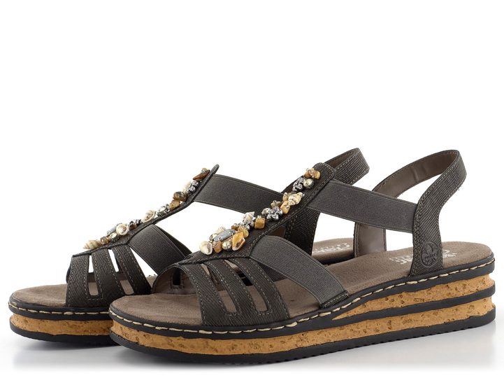 Rieker šedé sandále na kline 62949-45