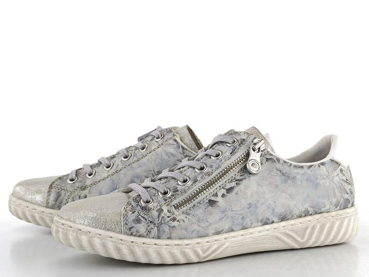 Rieker poltopánky so zipsom metalické šedé N0900-90