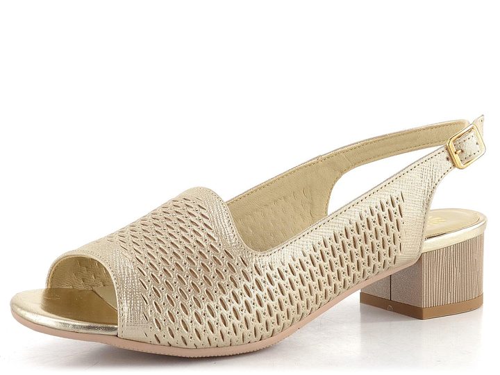 Barton metalické sandály na podpatku světle zlaté 25142