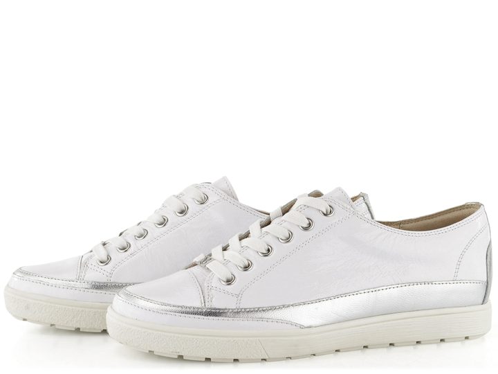 Caprice bílé kožené polobotky 9-23654-20