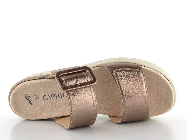 Caprice kožené pantofle s vyměnitelnou stélkou Taupe Metallic 9-27203-44
