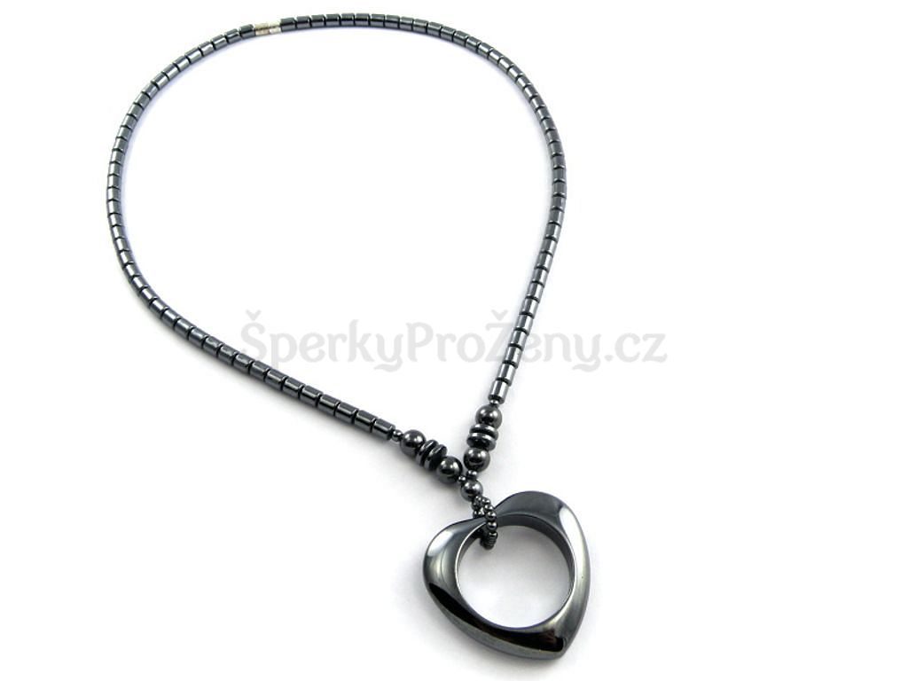 Náhrdelník hematit srdce - Šperky pro ženy