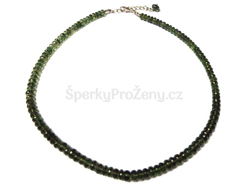 Náhrdelník Vltavín fasetovaný - krásné broušené vltavíny - Šperky pro ženy