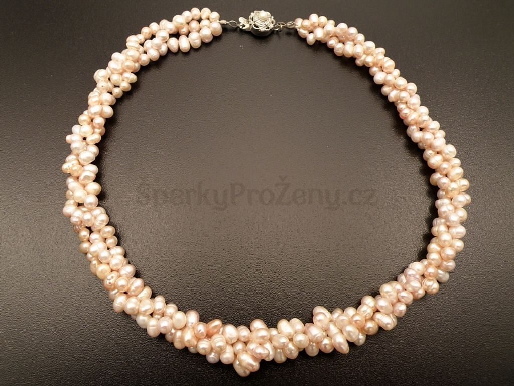 Náhrdelník perly trojřadý - Perlový náhrdelník - Šperky pro ženy