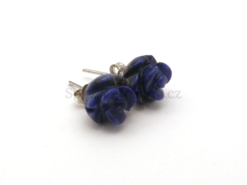 Náušnice lapis lazuli modré růže - naušnice s lapisem - Šperky pro ženy