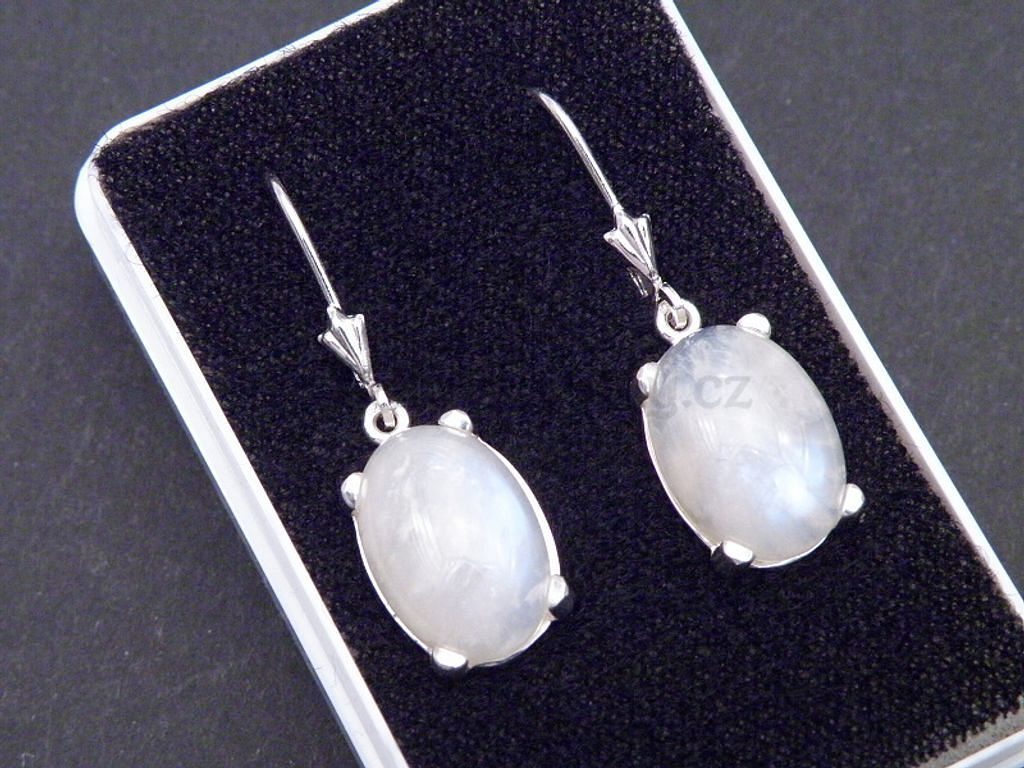 Měsíční kámen oválné náušnice - Náušnice s měsíčními kameny - Šperky pro  ženy