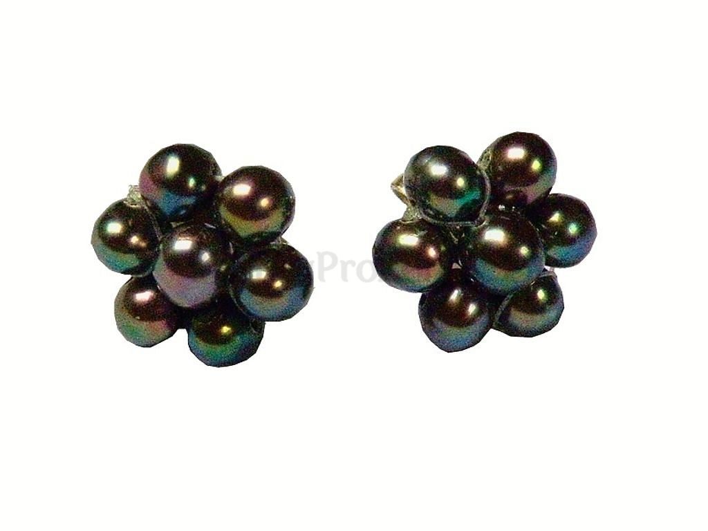 Náušnice Perly černé ostružiny - říční - Šperky pro ženy