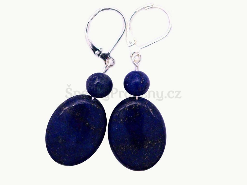Náušnice Lapis lazuli oválky s kuličkou - lazurit naušnice - Šperky pro ženy