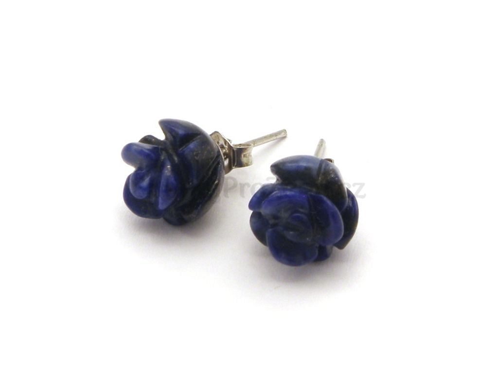 Náušnice lapis lazuli modré růže - naušnice s lapisem - Šperky pro ženy
