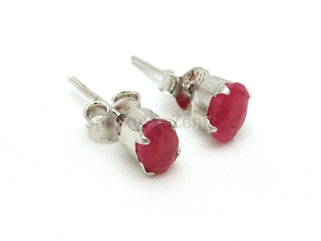 Náušnice rubíny fasetované oválky menší - náušnice s broušenými rubíny -  Šperky pro ženy