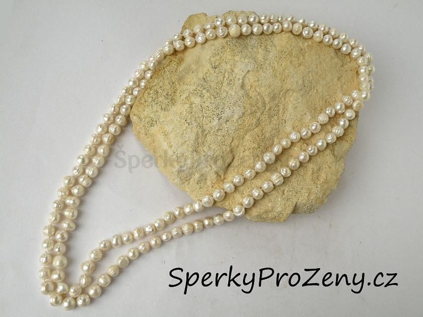 Náhrdelník Perly dlouhé uzlíkované - Perlový náhrdelník dlouhý - Šperky pro  ženy