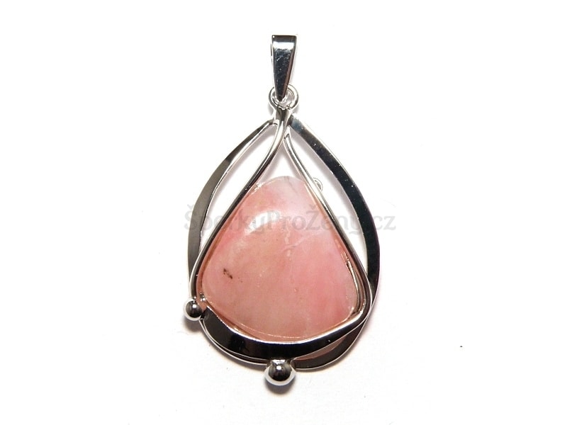 Přívěsek Opál růžový postříbřený - andský opál - Šperky pro ženy