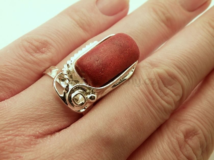Prsten korál červený VEGA - prsten s korálem - Šperky pro ženy