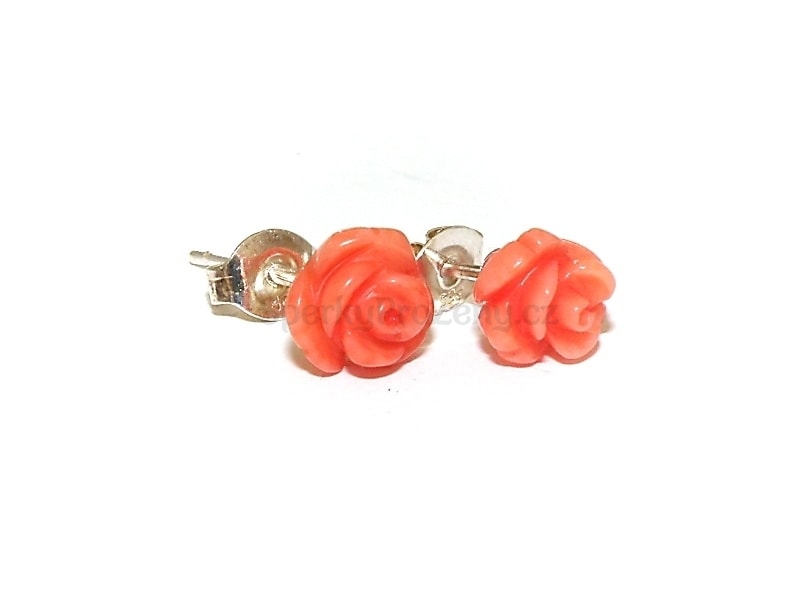 Náušnice Korál růžičky růžové - mořský korál - Šperky pro ženy
