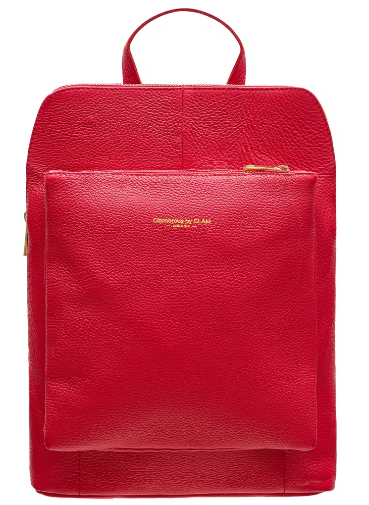 Dámský kožený batoh jednoduchý - červená Glamorous by GLAM