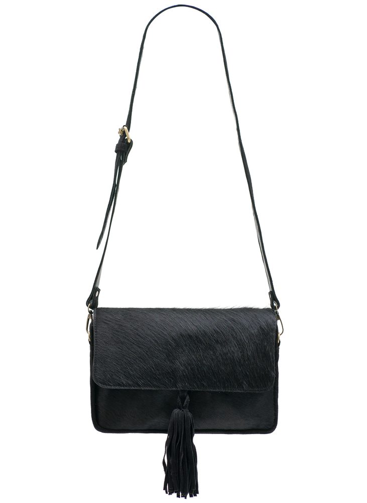 Bolso de cuero crossbody para mujer Due Linee - Negro Due Linee