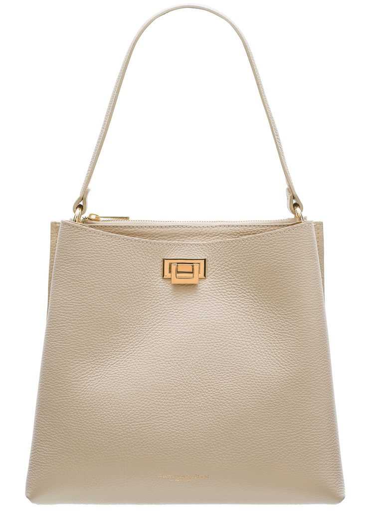 Dámská kožená kabelka se zlatými detaily - béžová - Glamorous by GLAM -  Přes rameno - Kožené kabelky - GLAM, protože chci být odlišná!