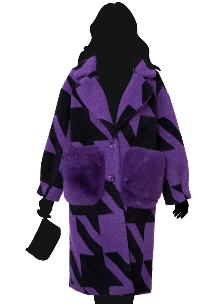 Glamadise.sk - Dámský oboustranný kabát s kapsami fialový - Due Linee -  Kabáty - Dámske oblečenie - GLAM, protože chci být odlišná!