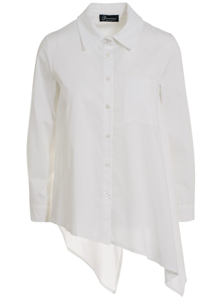 Glamadise.sk - Dámska asymetrická košeľa - biela - Glamorous by Glam - Topy  a blúzky - Dámske oblečenie - GLAM, protože chci být odlišná!