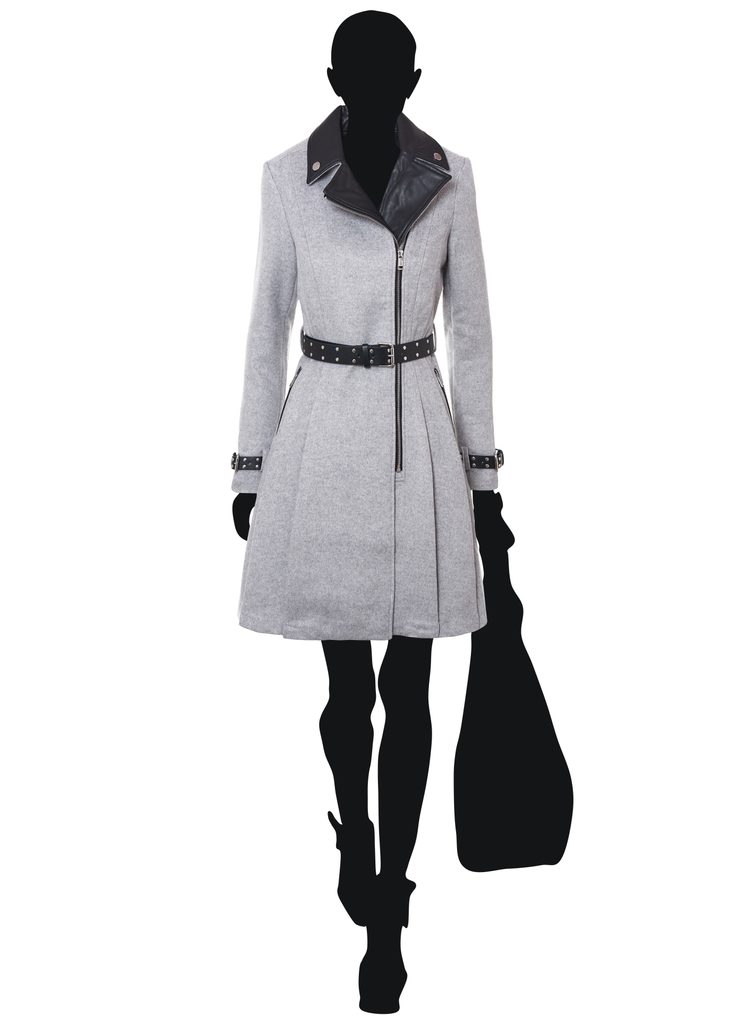 Guess dámský flaušový kabát šedý s koženkou - Guess - Kabáty - Dámské  oblečení - GLAM, protože chci být odlišná!