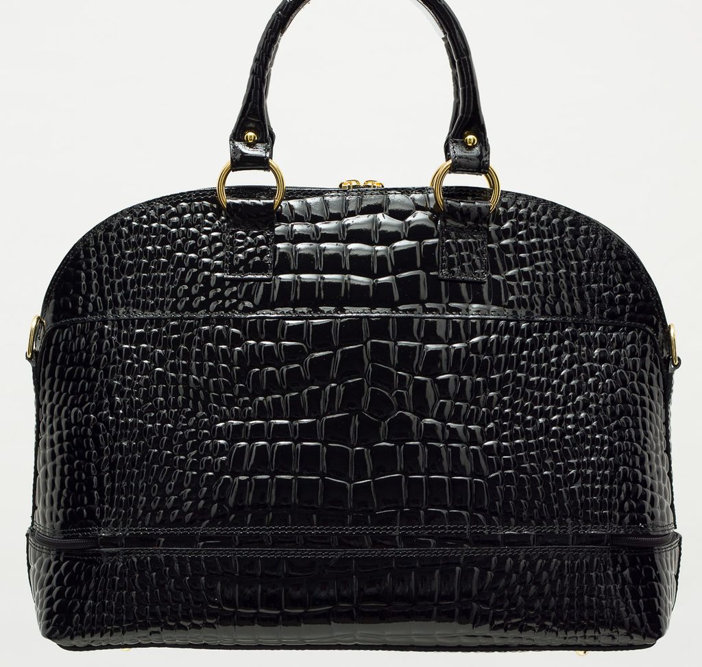 Velká kožená kabelka lakovaná černá - Glamorous by GLAM - Kožené kabelky -  - GLAM, protože chci být odlišná!