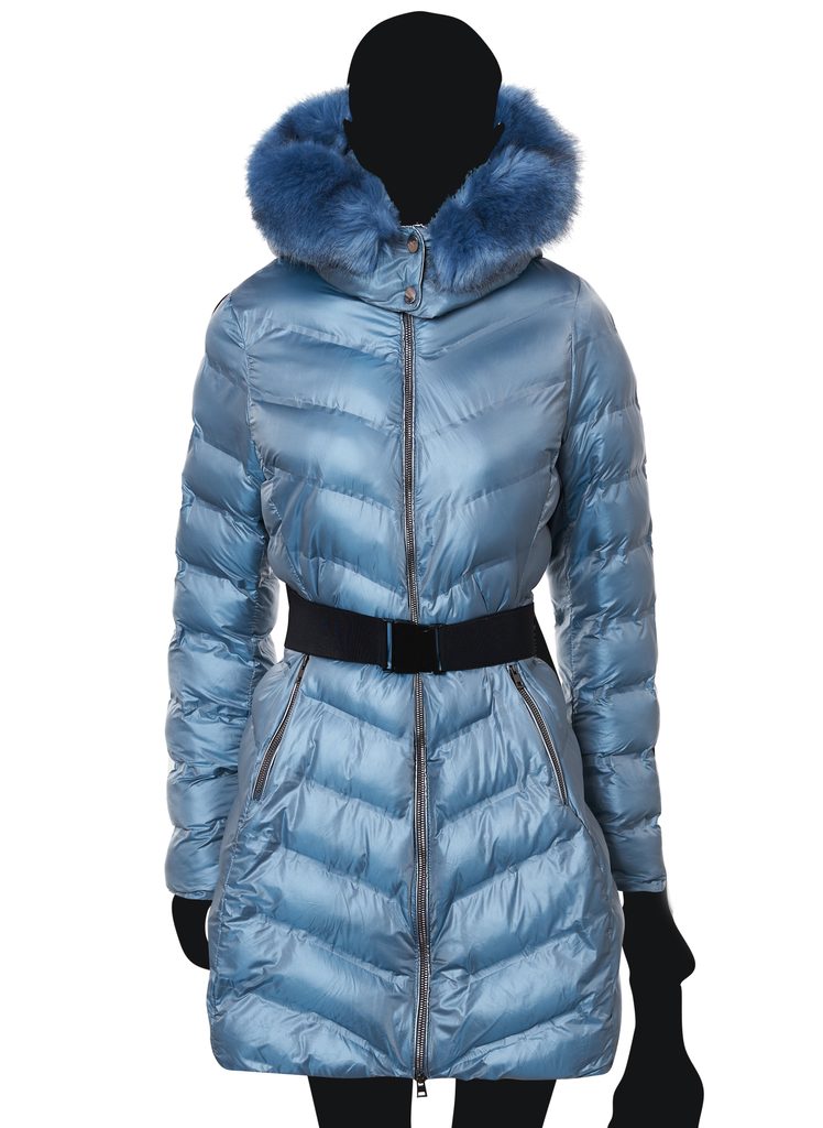Glamadise.sk - Dámská zimní bunda modrá s páskem - Due Linee - Zimné bundy  - Dámske oblečenie - GLAM, protože chci být odlišná!