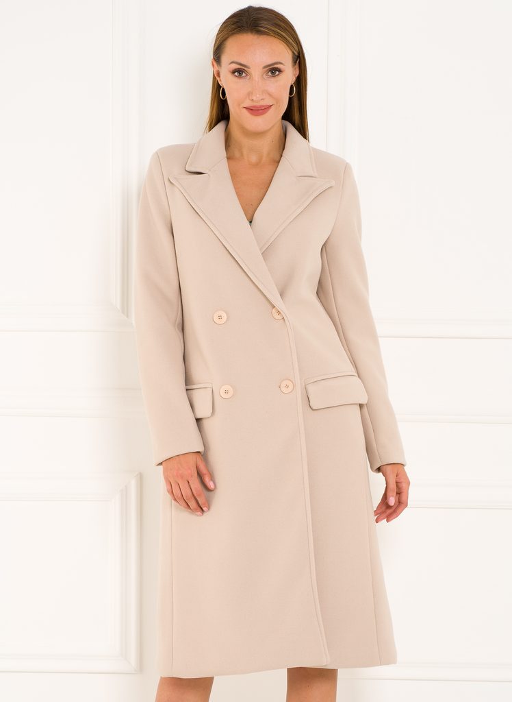 Dámský flaušový dvouřadý kabát - smetanová - Glamorous by Glam - Kabáty -  Dámské oblečení - GLAM, protože chci být odlišná!