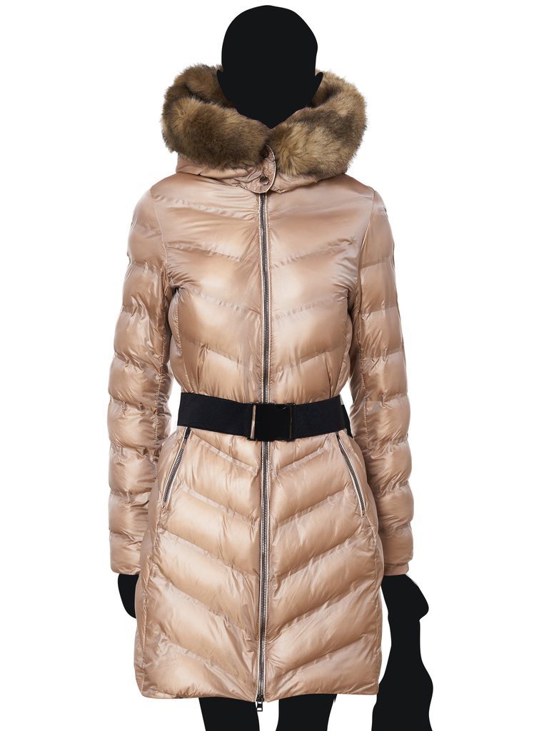 Glamadise.sk - Dámská zimní bunda béžová s páskem - Due Linee - Zimné bundy  - Dámske oblečenie - GLAM, protože chci být odlišná!