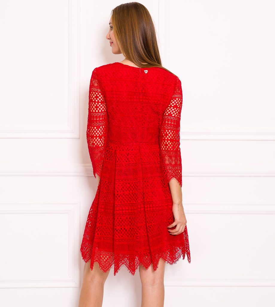 Glamadise.sk - Dámske krajkové šaty červené TWINSET - TWINSET - Každodenní  šaty - Šaty, Dámske oblečenie - GLAM, protože chci být odlišná!