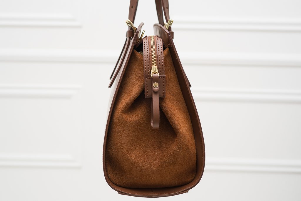Dámská kožená kabelka kombinace semiš - hnědá - Glamorous by GLAM - Do ruky  - Kožené kabelky - GLAM, protože chci být odlišná!