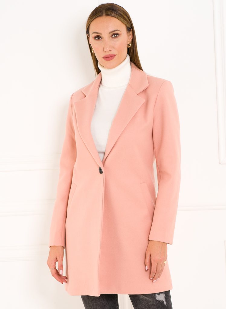Glamadise.sk - Dámský jednoduchý kabát světle růžový - CIUSA SEMPLICE -  Last chance - Kabáty, Dámske oblečenie - GLAM, protože chci být odlišná!