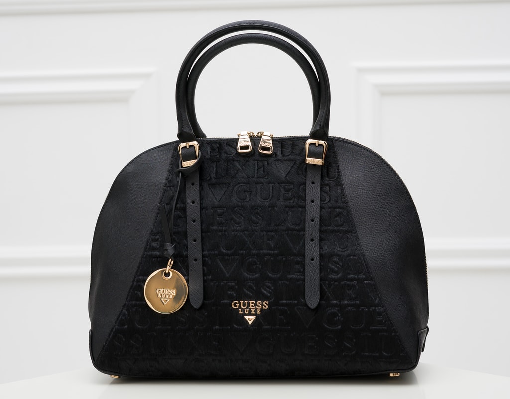 guess black leather handbag