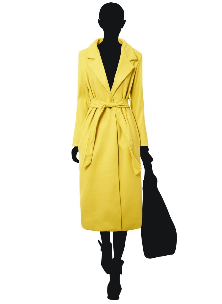 Glamadise.sk - Dámský oversize flaušový kabát s vázáním žlutý - CIUSA  SEMPLICE - Kabáty - Dámske oblečenie - GLAM, protože chci být odlišná!