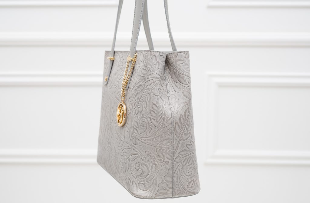 gray shoulder bag