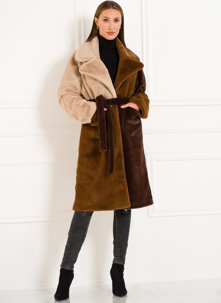 Dámský oboustranný kabát tricolor hnědá - Due Linee - Kabáty - Dámské  oblečení - GLAM, protože chci být odlišná!