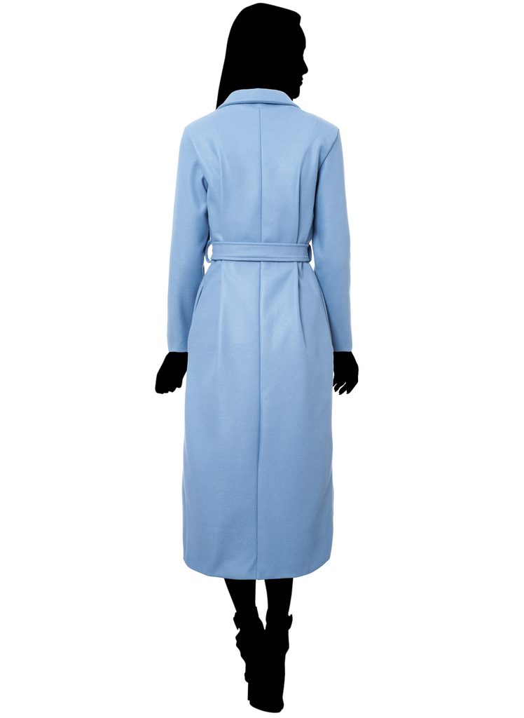 Dámský oversize flaušový kabát s vázáním světle modrý - CIUSA SEMPLICE -  Kabáty - Dámské oblečení - GLAM, protože chci být odlišná!