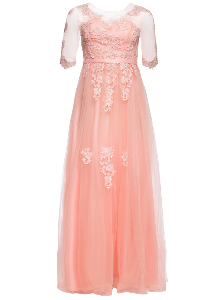 Společenské luxusní dlouhé šaty s rukávkem - světle růžová - Due Linee - Dlouhé  společenské šaty - Šaty, Dámské oblečení - GLAM, protože chci být odlišná!